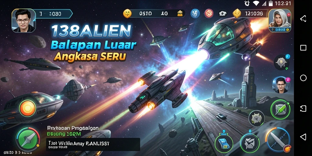 Tampilan gameplay Racing 138ALIEN dengan mobil futuristik.