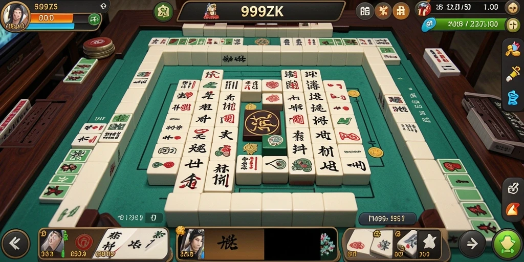 Tampilan gameplay Mahjong di 999ZK yang menampilkan momen menegangkan.