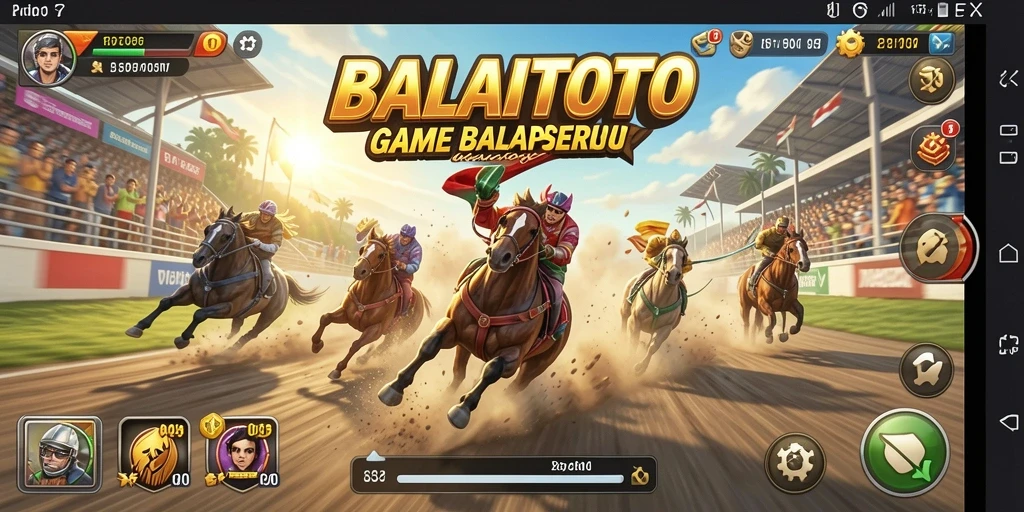 Tampilan gameplay BALAITOTO dengan aksi balapan yang intens.