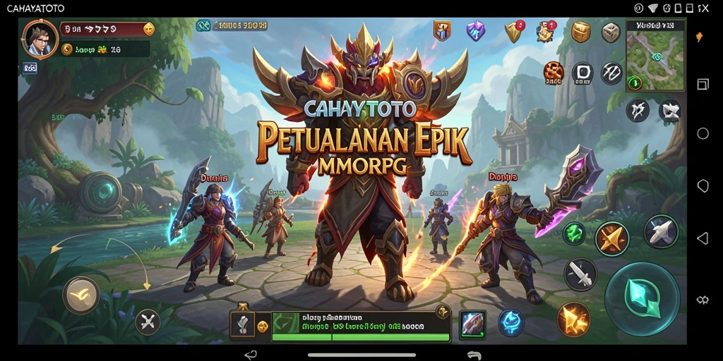 Screenshot CAHAYATOTO menampilkan pertarungan epik di dunia MMORPG.