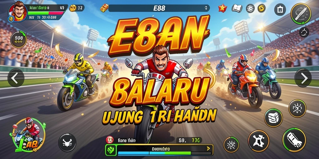 Tampilan gameplay E88 yang mendebarkan dalam aksi balapan.