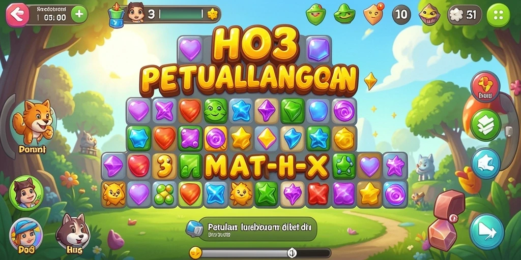 Screenshot gameplay HO3 memperlihatkan tantangan seru dalam mencocokkan permata.