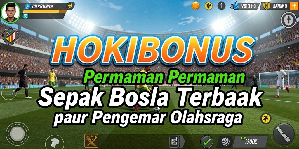 Tangkapan layar HOKIBONUS menampilkan aksi sepak bola yang mendebarkan dan grafis yang menawan.