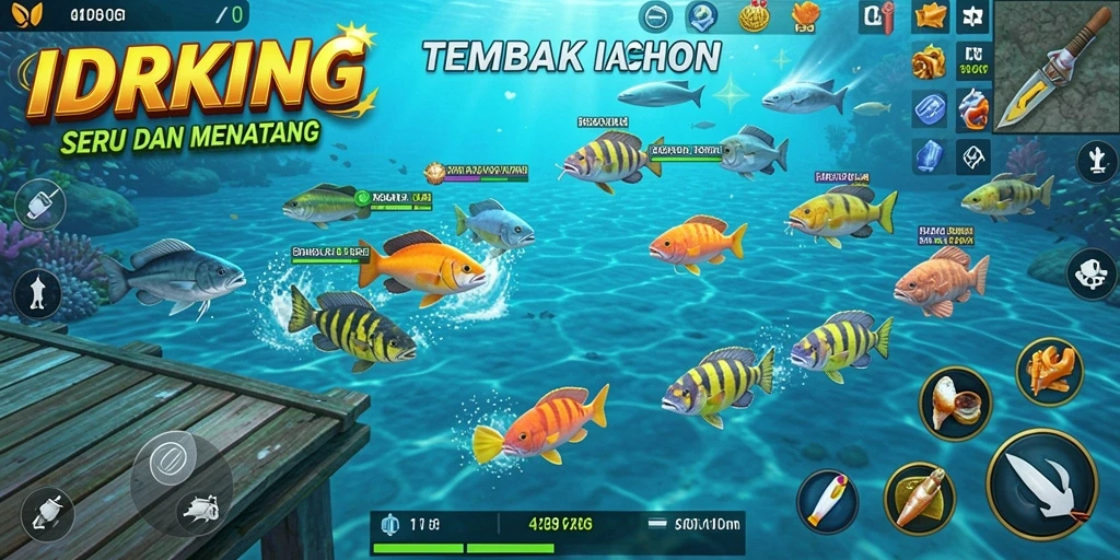 Tampilan gameplay menarik saat menangkap ikan di IDRKING.