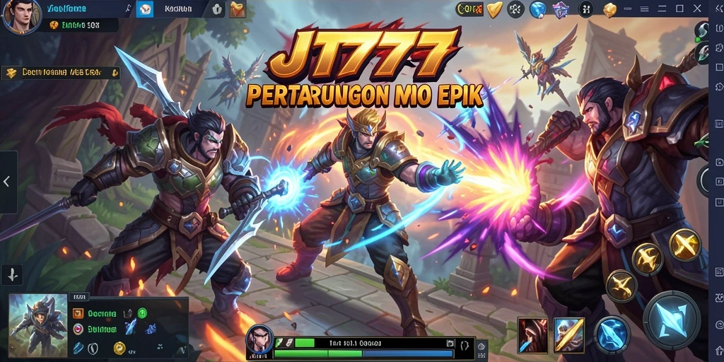Tampilan seru gameplay JT777 dalam pertempuran MOBA.