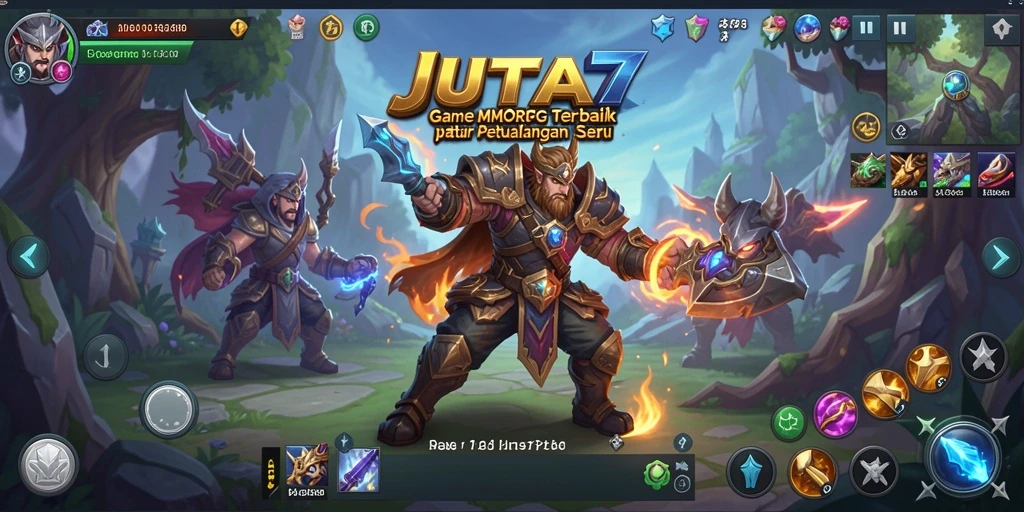 Screenshot utama JUTA7 menampilkan aksi pertempuran seru dalam dunia MMORPG.