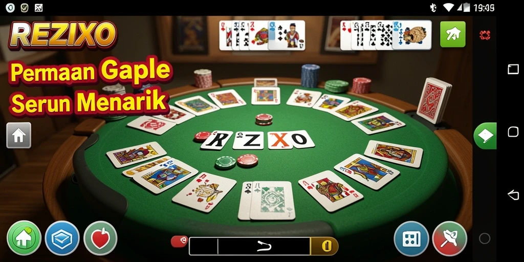 Tampilan menarik dari gameplay Gaple di REZIXO.