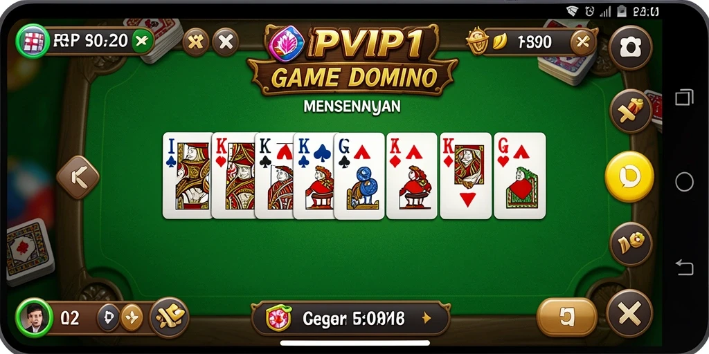 Screenshot RPVIP1 menampilkan gameplay domino yang menarik.