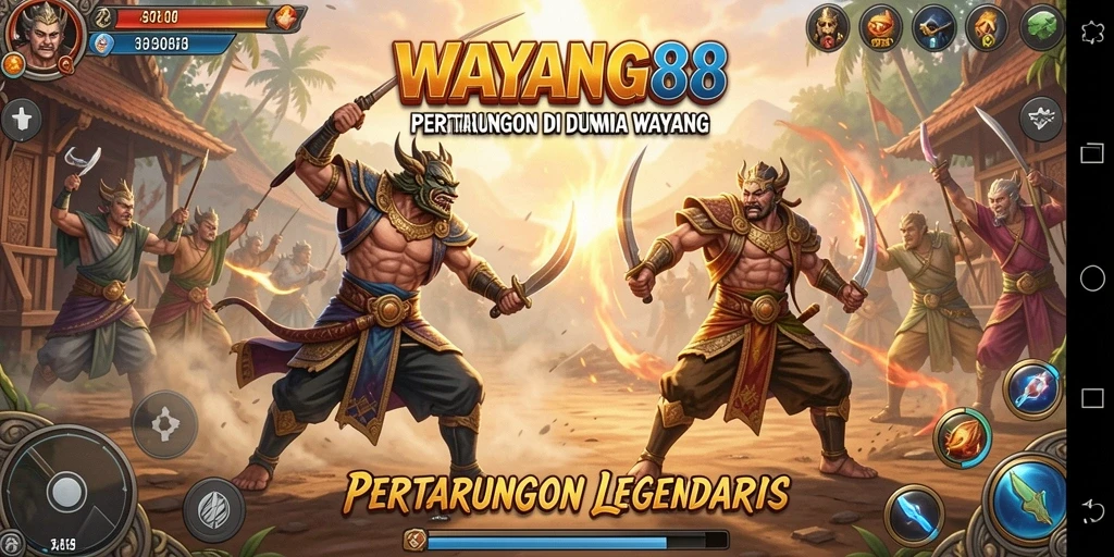 Gameplay Fighting seru dengan karakter wayang yang ikonik dan grafis menarik.