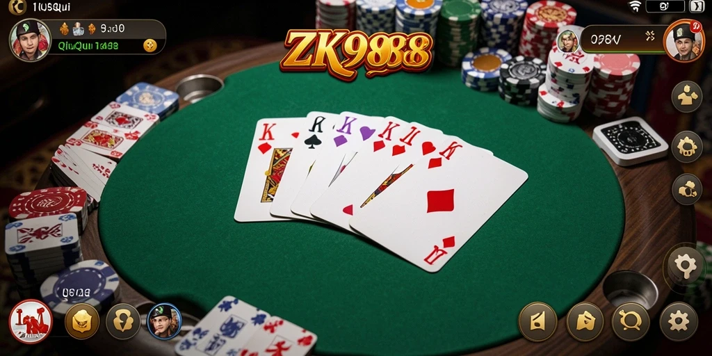 Tampilan gameplay seru dalam ZK988 menunjukkan intensitas permainan QiuQiu.